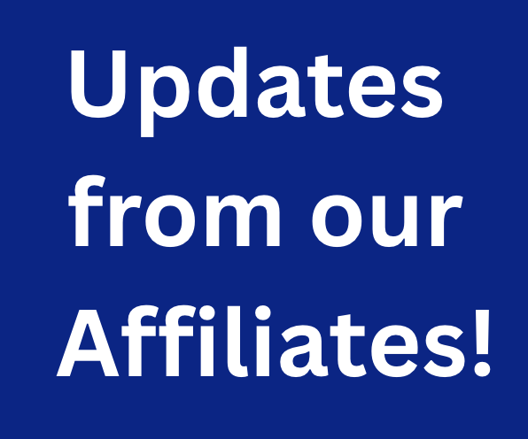 Blue square with white text reading 'Updates from our affiliates'